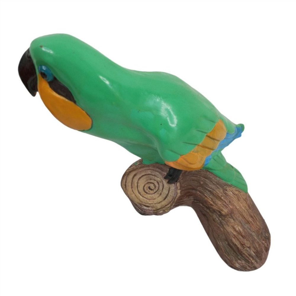Parrot Figurine Green Red Hand Painted 11" Ceramic Rianna Lot of 2 - Picture 8 of 9